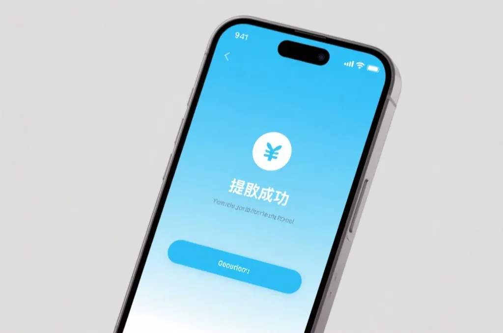 手机屏幕显示提款成功提示的示意图